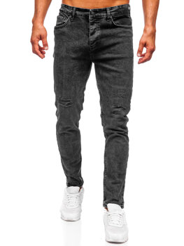 Čierne pánske slim fit rifľové nohavice Bolf 6499