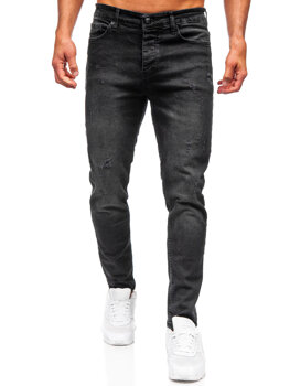 Čierne pánske slim fit rifľové nohavice Bolf 6504