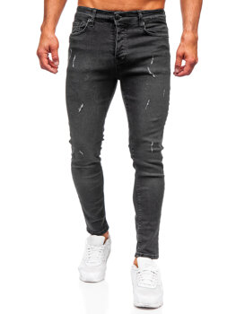 Čierne pánske slim fit rifľové nohavice Bolf 6513