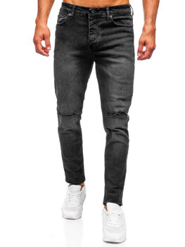 Čierne pánske slim fit rifľové nohavice Bolf 6526