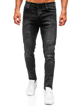 Čierne pánske slim fit rifľové nohavice Bolf 6530