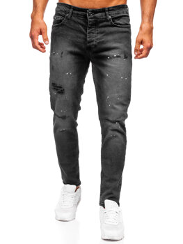 Čierne pánske slim fit rifľové nohavice Bolf 6533