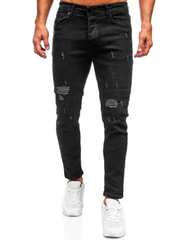 Čierne pánske slim fit rifľové nohavice Bolf 6853