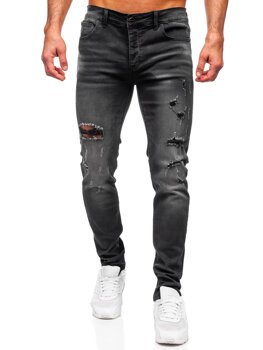 Čierne pánske slim fit rifľové nohavice Bolf MP0020N