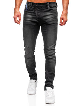 Čierne pánske slim fit rifľové nohavice Bolf MP0025N