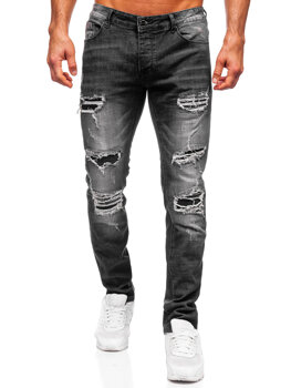 Čierne pánske slim fit rifľové nohavice Bolf MP0075N