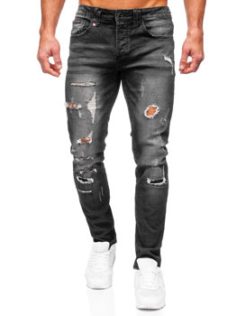 Čierne pánske slim fit rifľové nohavice Bolf MP0086N