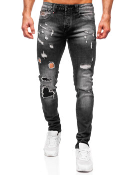 Čierne pánske slim fit rifľové nohavice Bolf MP0089N