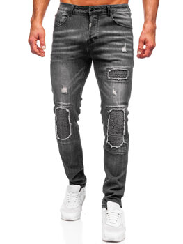 Čierne pánske slim fit rifľové nohavice Bolf MP0137N