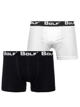 Čierno-biele pánske boxerky Bolf 0953-2P 2 PACK