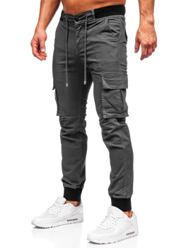 Grafitové pánske jogger nohavice s cargo vreckami Bolf MP0208GS