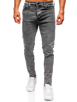 Grafitové pánske slim fit rifľové nohavice Bolf 6506