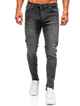 Grafitové pánske slim fit rifľové nohavice Bolf 6541