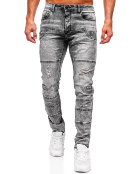 Grafitové pánske slim fit rifľové nohavice Bolf MP0163N