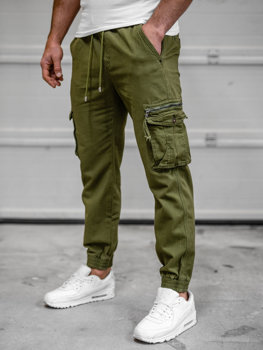 Khaki pánske cargo jogger nohavice Bolf MP0181MVA