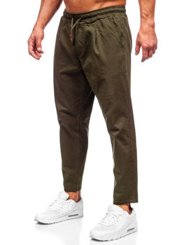 Khaki pánske chino látkové nohavice Bolf 6237