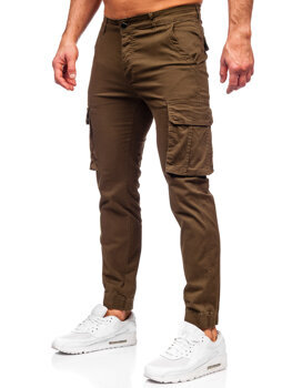 Khaki pánske jogger nohavice s cargo vreckami Bolf MP0202MV