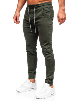 Khaki pánske látkové jogger nohavice Bolf KA6792