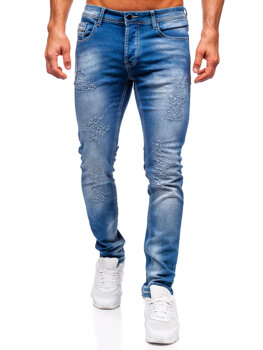 Modré pánske slim fit rifľové nohavice Bolf MP0009B