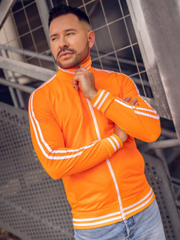 Oranžová pánska mikina na zips retro style so stojačikovým golierom Bolf 11113A