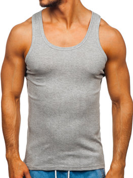 Sivé pánske tank top tielko bez potlače Bolf NB001