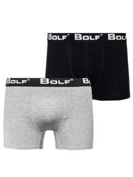 Sivo-čierne pánske boxerky Bolf 0953-2P 2 PACK