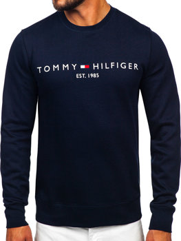 Tmavomodrá pánska mikina bez kapucne s potlačou Tommy Hilfiger MW0MW11596