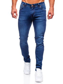 Tmavomodré pánske slim fit rifle Bolf 6147