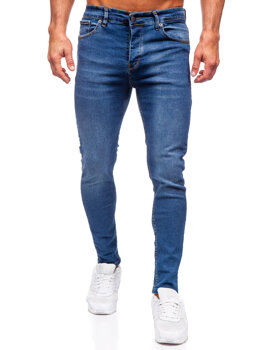 Tmavomodré pánske slim fit rifle Bolf 6262