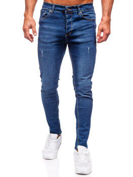 Tmavomodré pánske slim fit rifle Bolf 6264