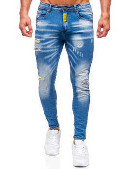 Tmavomodré pánske slim fit rifle Bolf BC1025