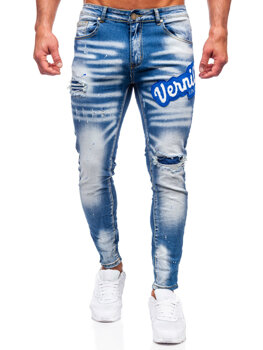 Tmavomodré pánske slim fit rifle Bolf BC1068