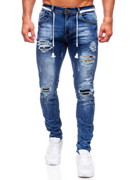 Tmavomodré pánske slim fit rifle Bolf E7789