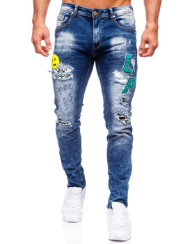 Tmavomodré pánske slim fit rifle Bolf E7860