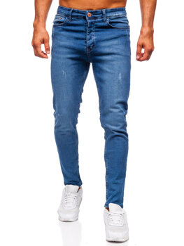 Tmavomodré pánske slim fit rifľové nohavice Bolf 6175