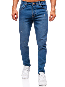 Tmavomodré pánske slim fit rifľové nohavice Bolf 6452