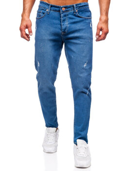 Tmavomodré pánske slim fit rifľové nohavice Bolf 6453