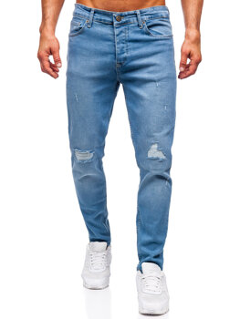 Tmavomodré pánske slim fit rifľové nohavice Bolf 6462