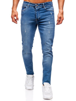 Tmavomodré pánske slim fit rifľové nohavice Bolf 6469