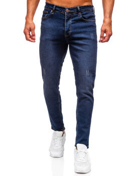 Tmavomodré pánske slim fit rifľové nohavice Bolf 6479