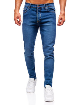 Tmavomodré pánske slim fit rifľové nohavice Bolf 6482