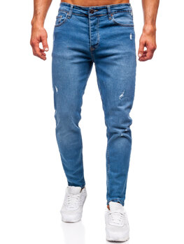 Tmavomodré pánske slim fit rifľové nohavice Bolf 6485