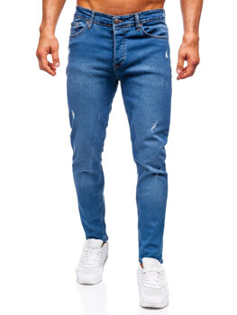 Tmavomodré pánske slim fit rifľové nohavice Bolf 6486