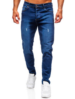 Tmavomodré pánske slim fit rifľové nohavice Bolf 6516