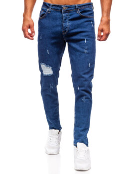 Tmavomodré pánske slim fit rifľové nohavice Bolf 6553