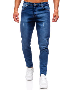 Tmavomodré pánske slim fit rifľové nohavice Bolf 6558