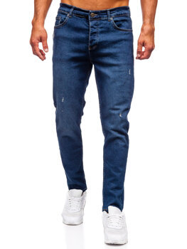 Tmavomodré pánske slim fit rifľové nohavice Bolf 6561