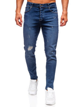 Tmavomodré pánske slim fit rifľové nohavice Bolf 6566-1