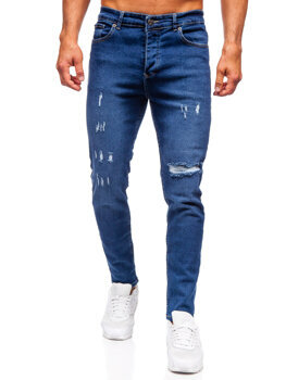 Tmavomodré pánske slim fit rifľové nohavice Bolf 6566-2