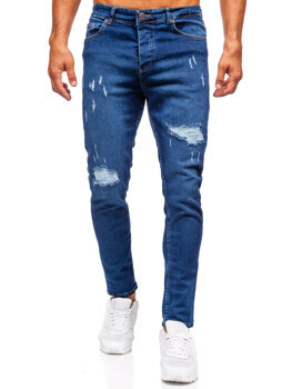 Tmavomodré pánske slim fit rifľové nohavice Bolf 6569-1